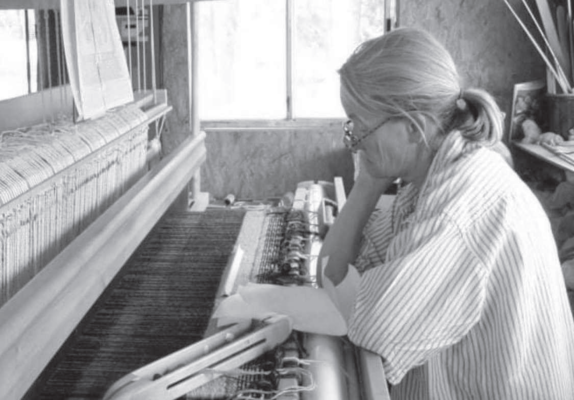 BELOW: Sharon White in her Weaving Studio
